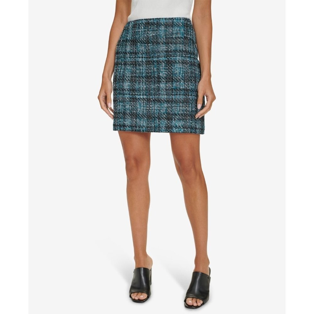 Calvin Klein Women's Tweed Pencil Skirt Blue SIze 12 MSRP $99